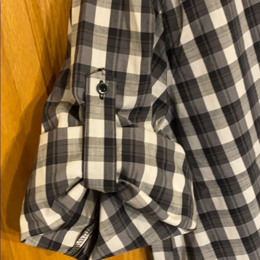 Black and white plaid button up shirt
